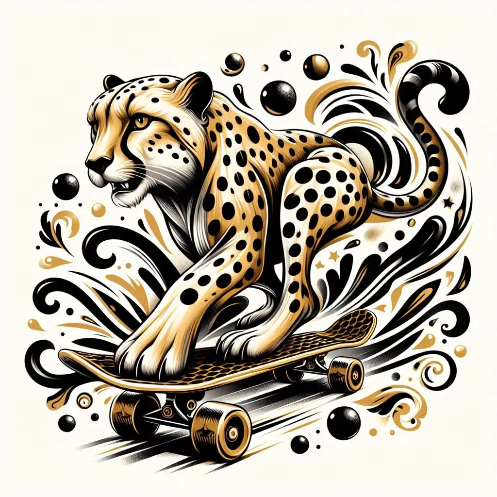 Cheetah on a skateboard